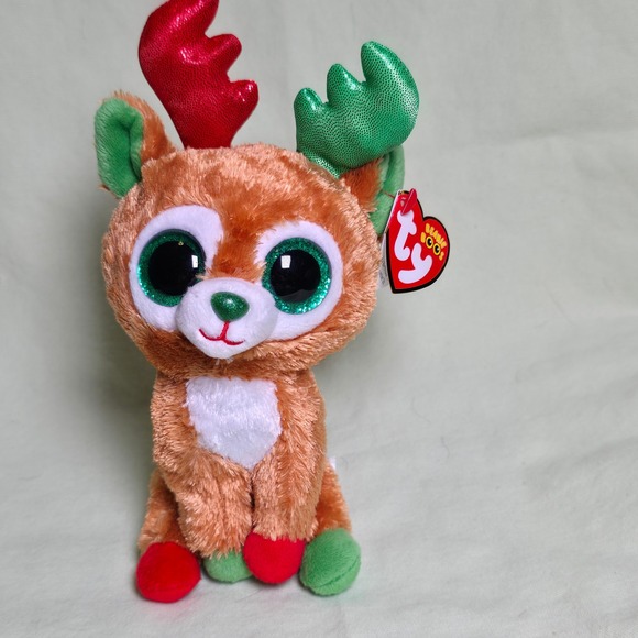 Ty Other - Ty Silk Beanie Baby Tinseltoes Reindeer‎ Plush Stuffed Animal